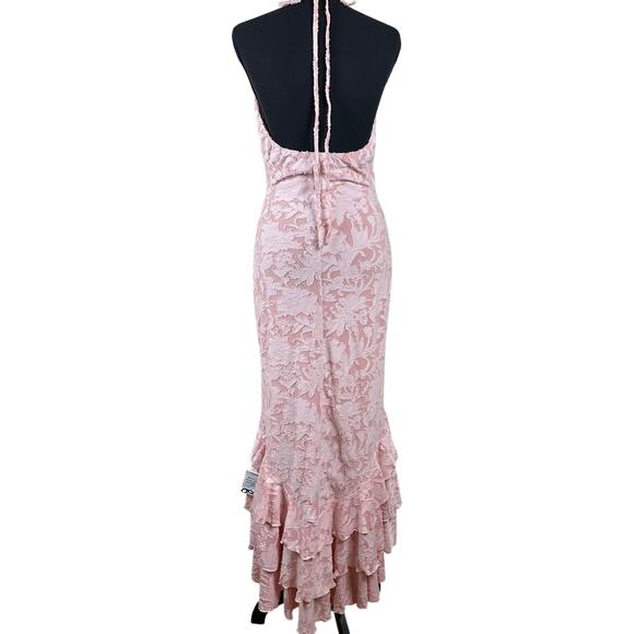 ASOS Pink Lace Halter Mermaid Dress High Low Formal Princess Fairy Prom 10 NWT - Picture 6 of 15